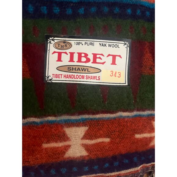 Colorful Wool Shawl Southwestern or Western Style 100% Yak Wool - Picture 3 of 3